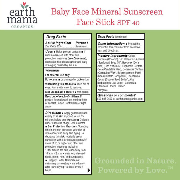 Baby Face Mineral Sunscreen Face Stick